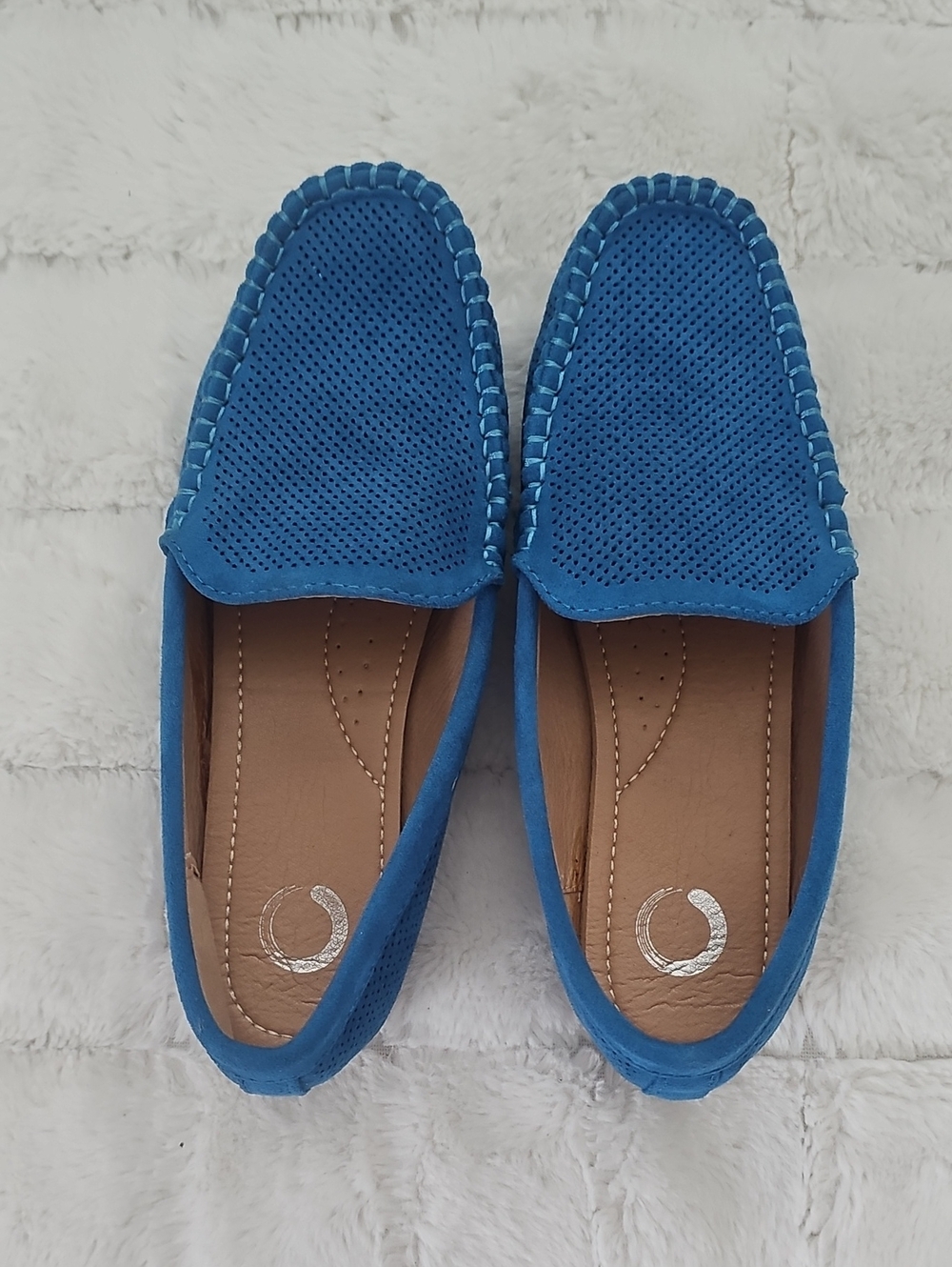 Journee Collection Blue Perforated Moccasin Loafers